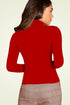 Women Red Highneck Full Sleeves T-Shirt